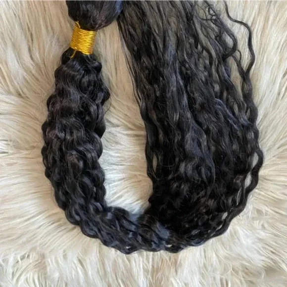 Kinky Curly Hair Natural Black weft extension synthetic 28” - Picture 2 of 5